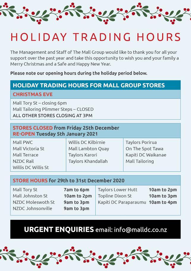 Holiday Trading Hours